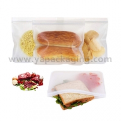 BPA free Leakproof Reusable Silicone Zipper Food Storage Bag Washable Silicone Fresh Bag